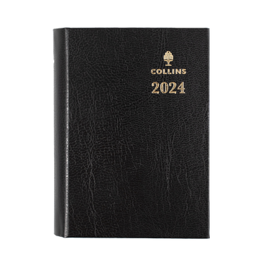 Sterling 2024 Diary - Day to Page with Pencil, Size A7 Black / A7 (105 x 74mm)