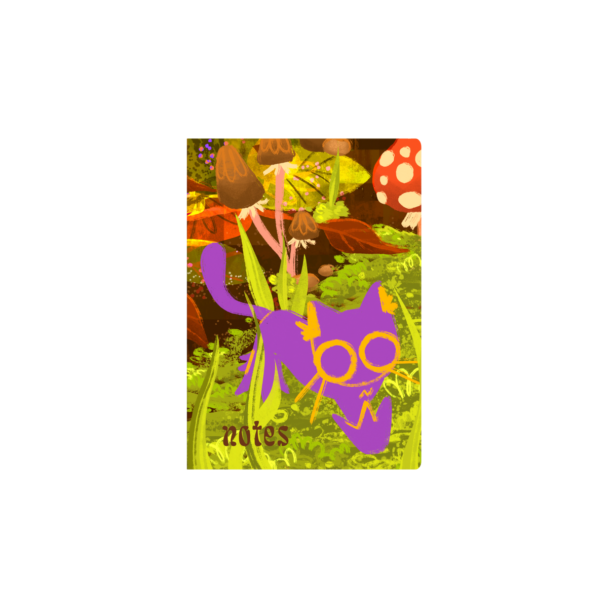 Collins - Glasgow School of Art (Bella Ramsay) Cat Notebook, A5 Recycled Hard Cover - Mushroom