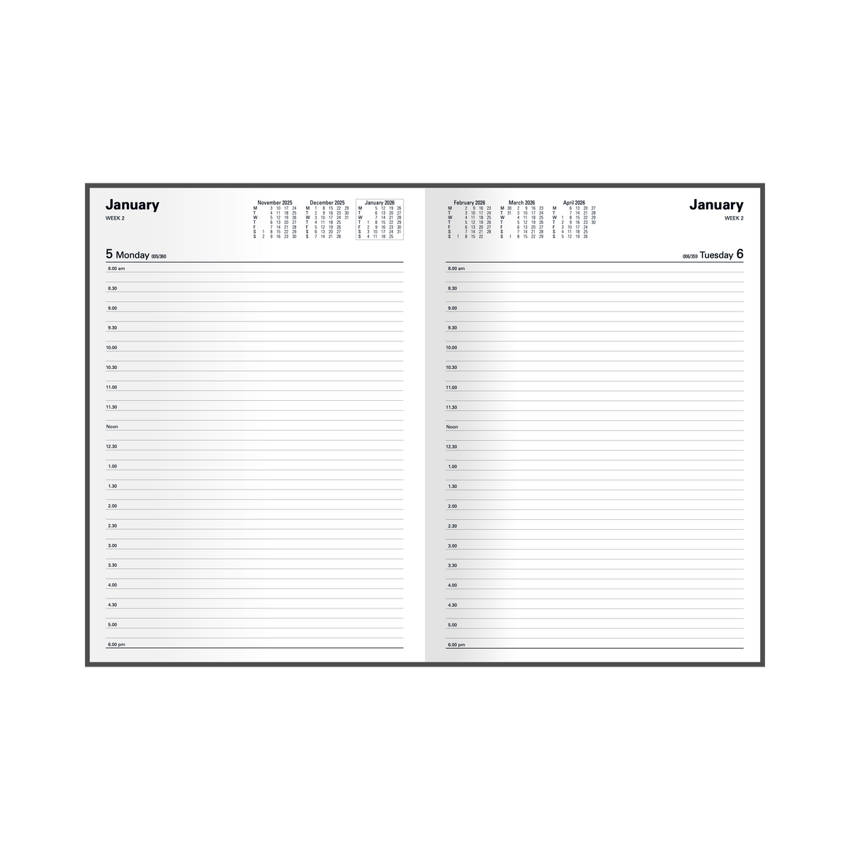 Kyoto Calendar Year 2026 Diary/Planner, Day to Page, A4 Hard Cover