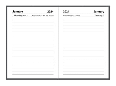 Kyoto 2024 Diary - Day to Page, Size A7 Black / A7 (105 x 74mm)