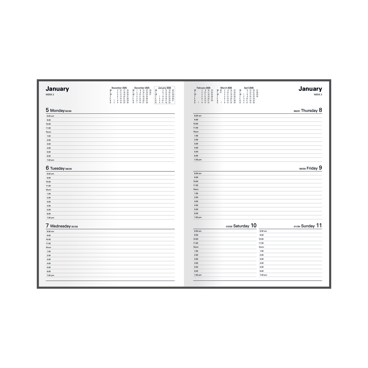 Kyoto Calendar Year 2026 Diary/Planner, Week to View, A4 Hard Cover