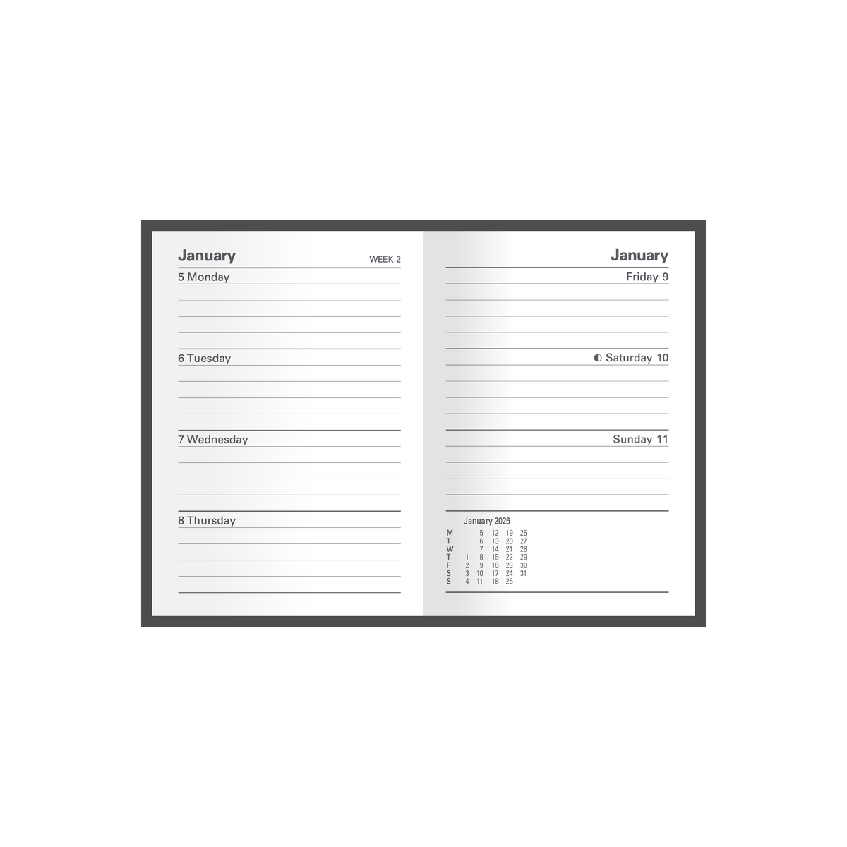 Kyoto Calendar Year 2026 Diary/Planner, Week to View, A7 Hard Cover