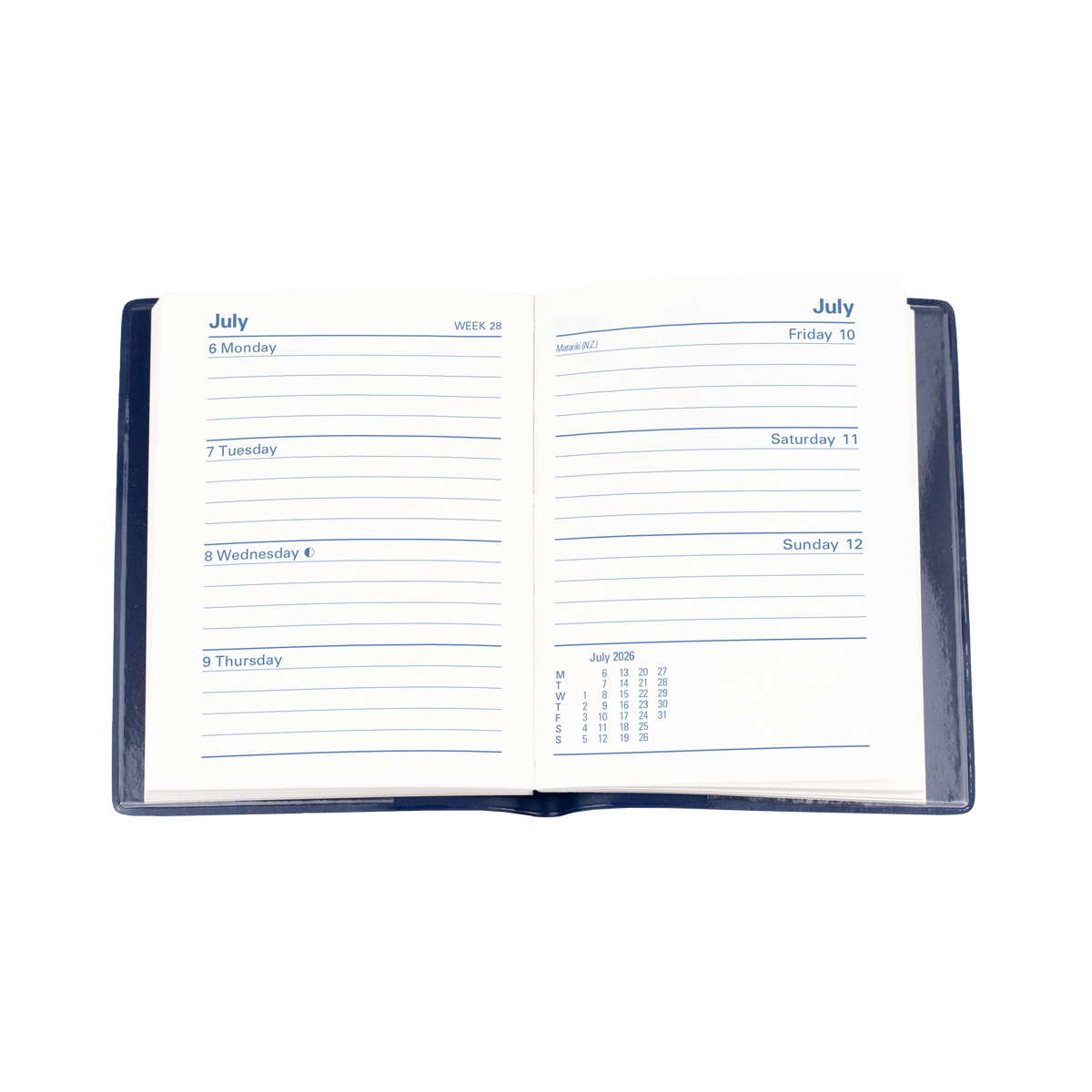 Belmont Calendar Year 2026 Diary/Planner, Week to View with pencil, A7 PVC Cover