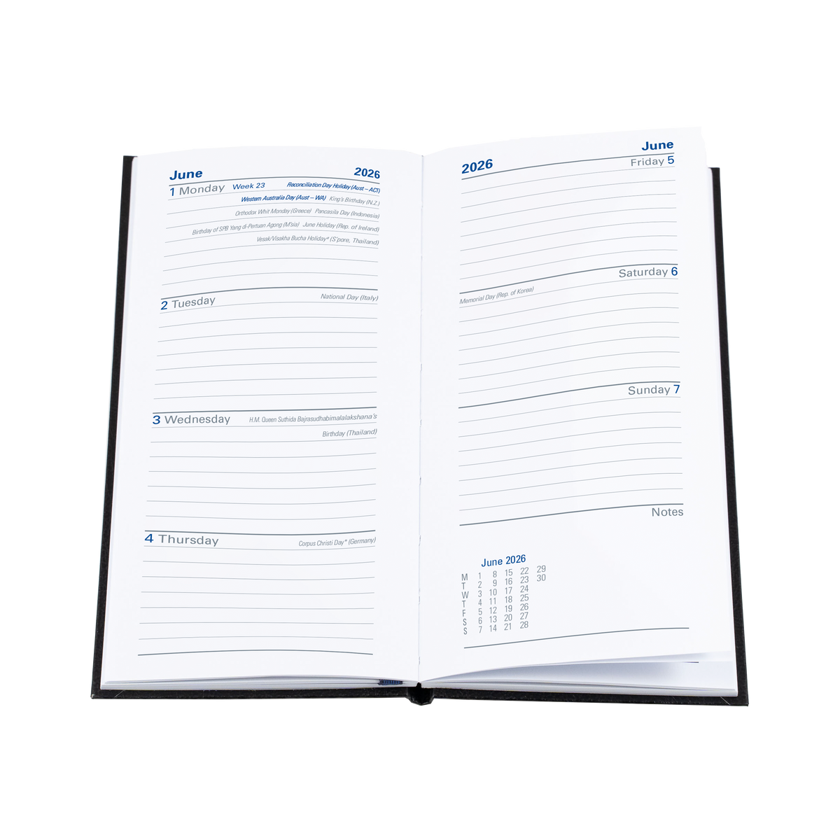 Sterling Calendar Year 2026 Diary/Planner, Week to View (Portrait), B6/7 Hard Cover