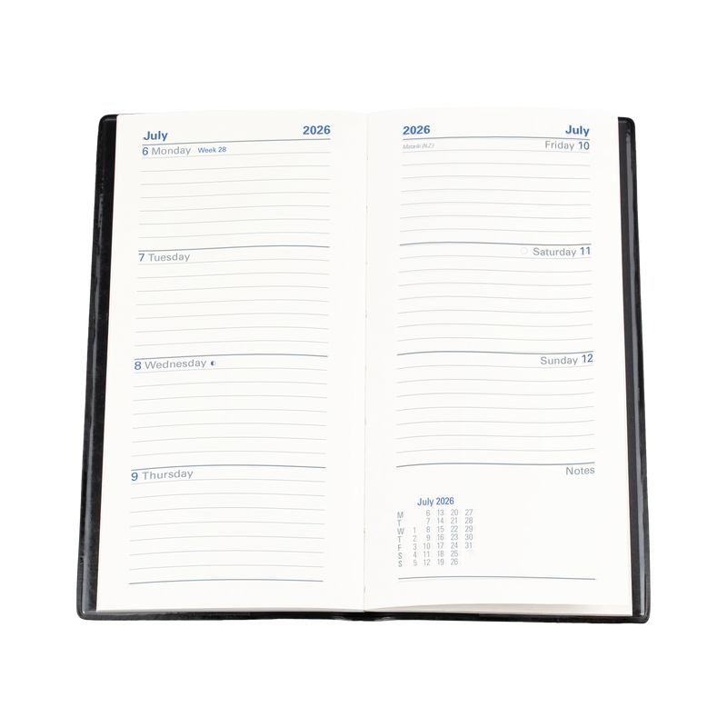 Belmont Slimline Calendar Year 2026 Diary/Planner, Week to View (Portrait), B6/7 PVC Cover