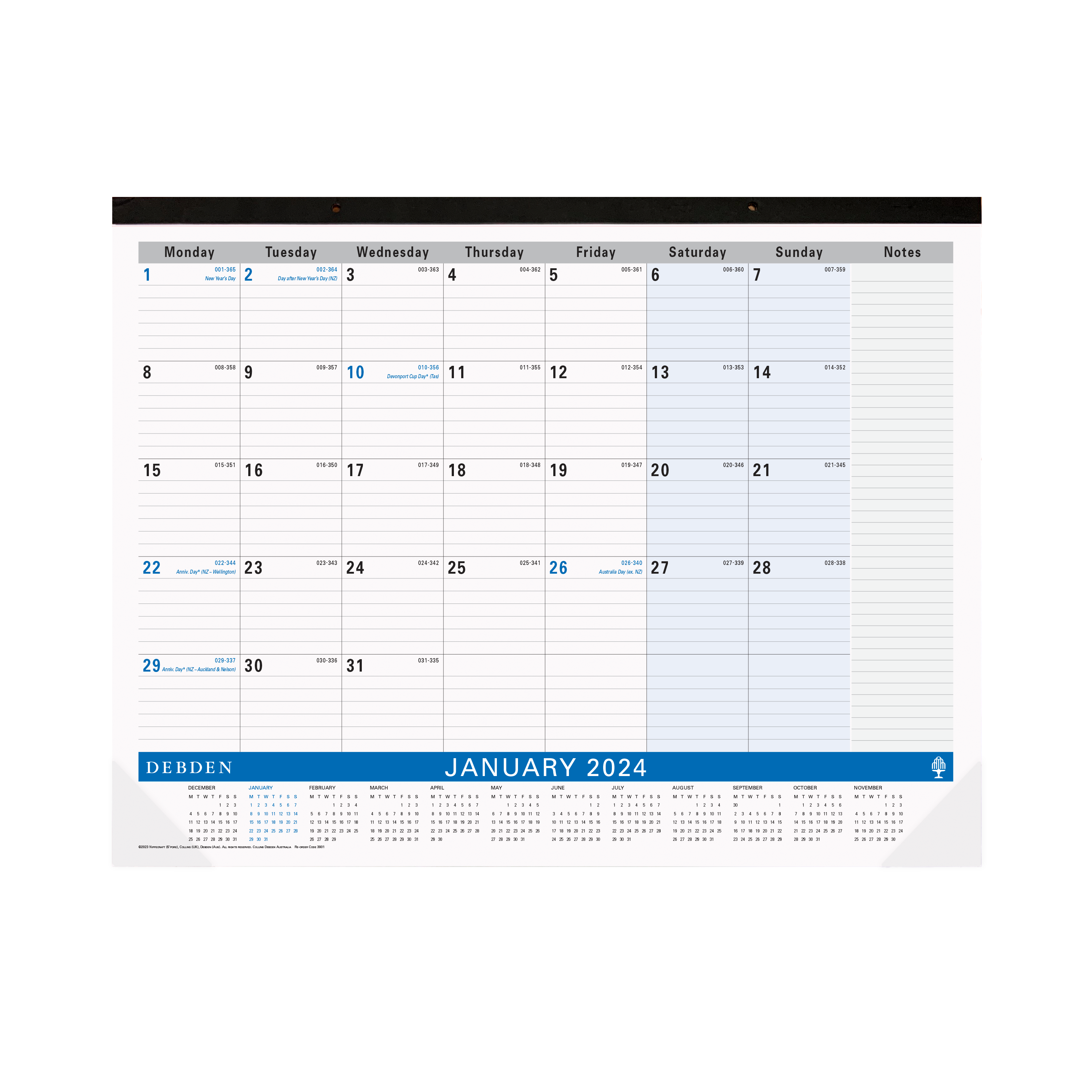 Desktop Planner 2024 - Month to View (Cardboard) (432 x 560mm)