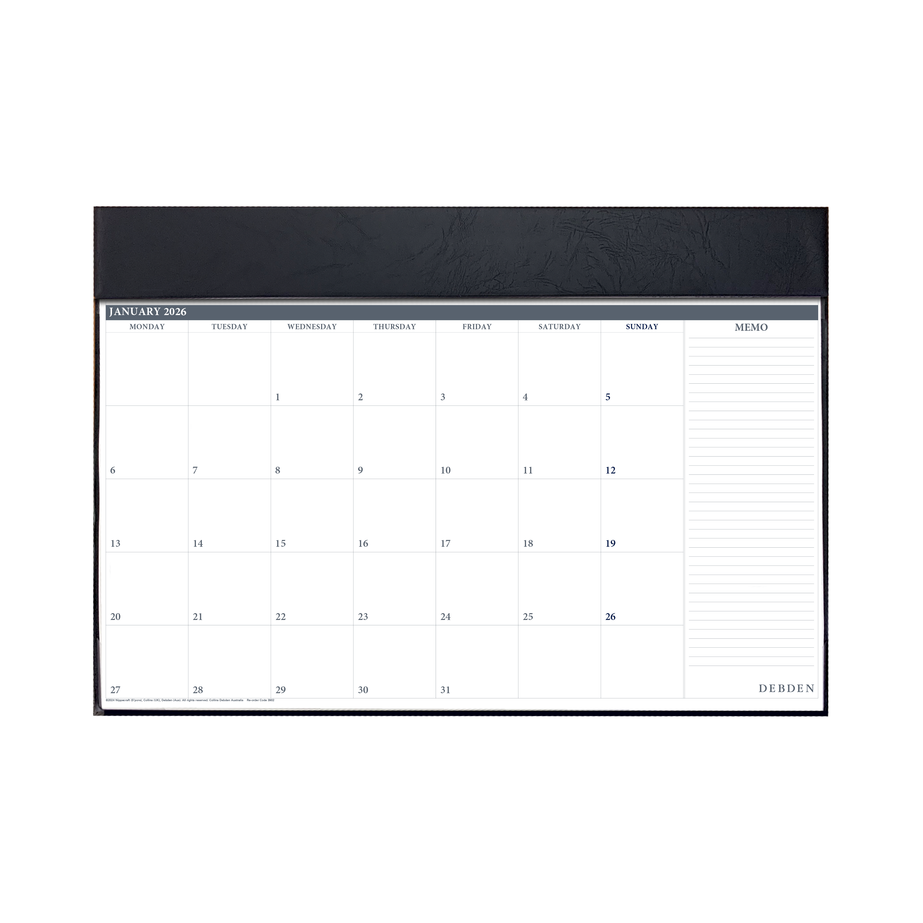 Desktop Planner Calendar Year 2026 Diary/Planner, Month to View, h382 x w540mm Cardboard
