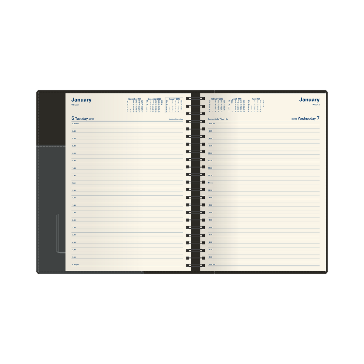 Associate II Calendar Year 2026 Diary/Planner, Day to Page, A4 PU Padded Cover