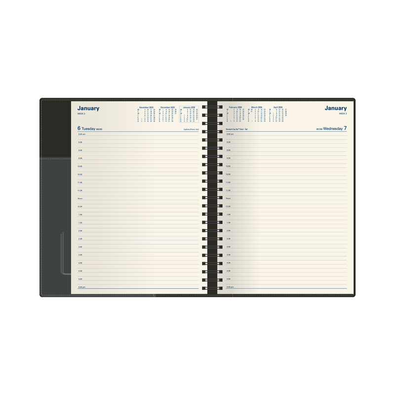 Associate II Calendar Year 2026 Diary/Planner, Day to Page, A4 PU Padded Cover