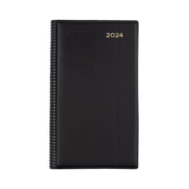 Belmont Desk 2024 Diary - Day to Page with Monthly Tabs, Size Octavo Black / Octavo (183 x 106mm)