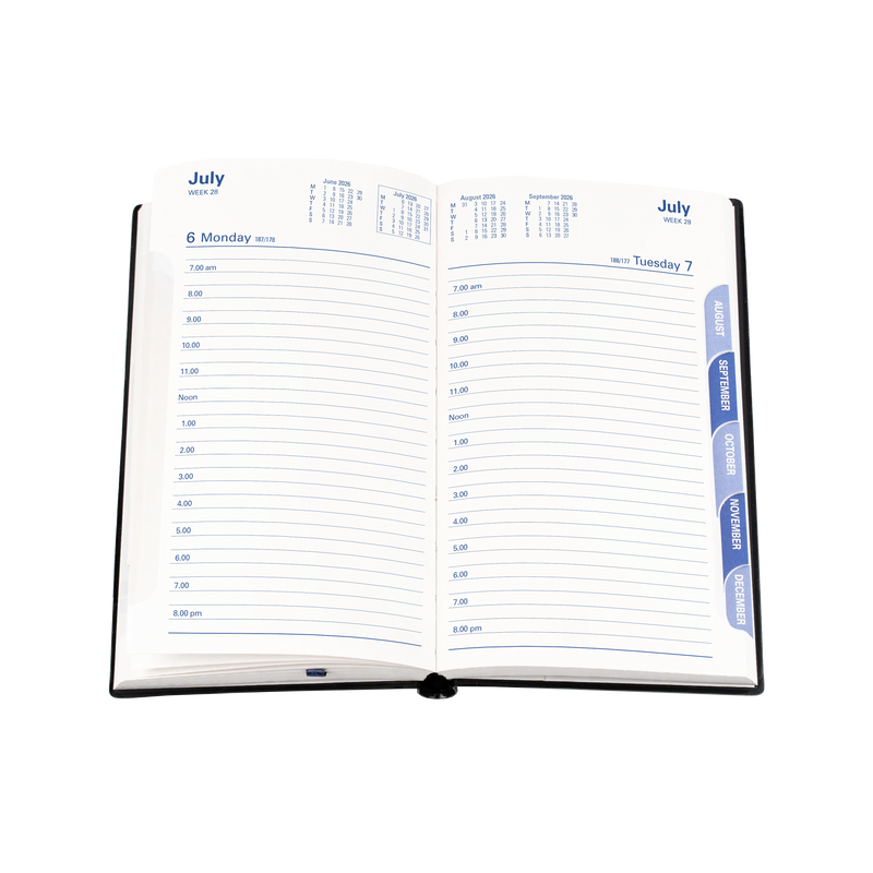 Belmont Calendar Year 2026 Diary/Planner, Day to Page with Monthly Tabs, Octavo PVC Cover