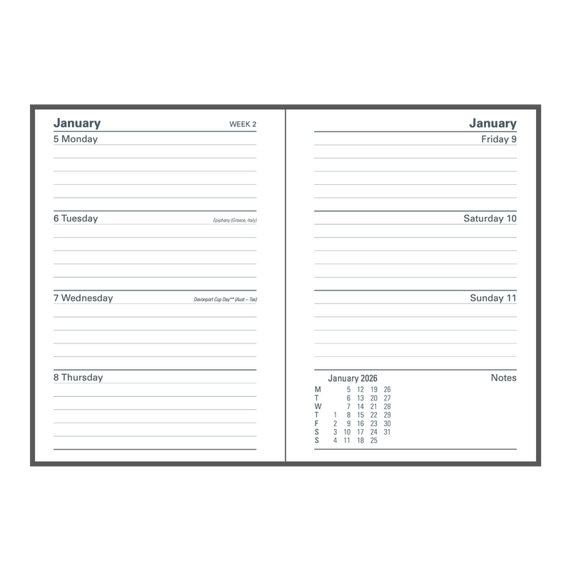 Collins - Financial Year 2025-2026 Diary/Planner, Week to View, A6 Hard Cover