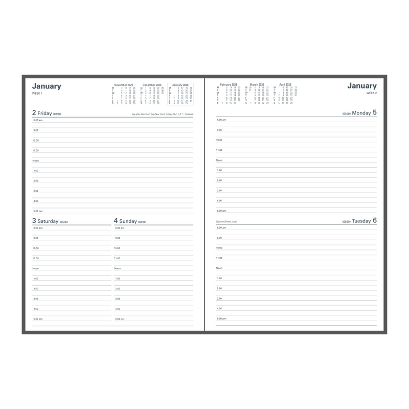 Collins - Financial Year 2025-2026 Diary/Planner, 2 Days to Page, A4 Hard Cover