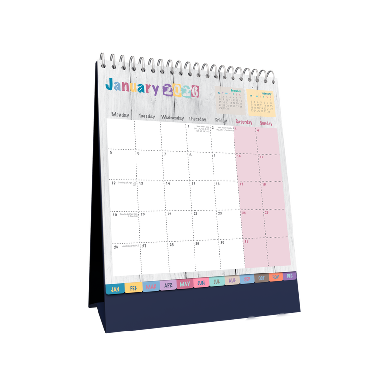 Brighton Desktop Calendar Year 2026 Diary/Planner, Month to View, Wiro Bound