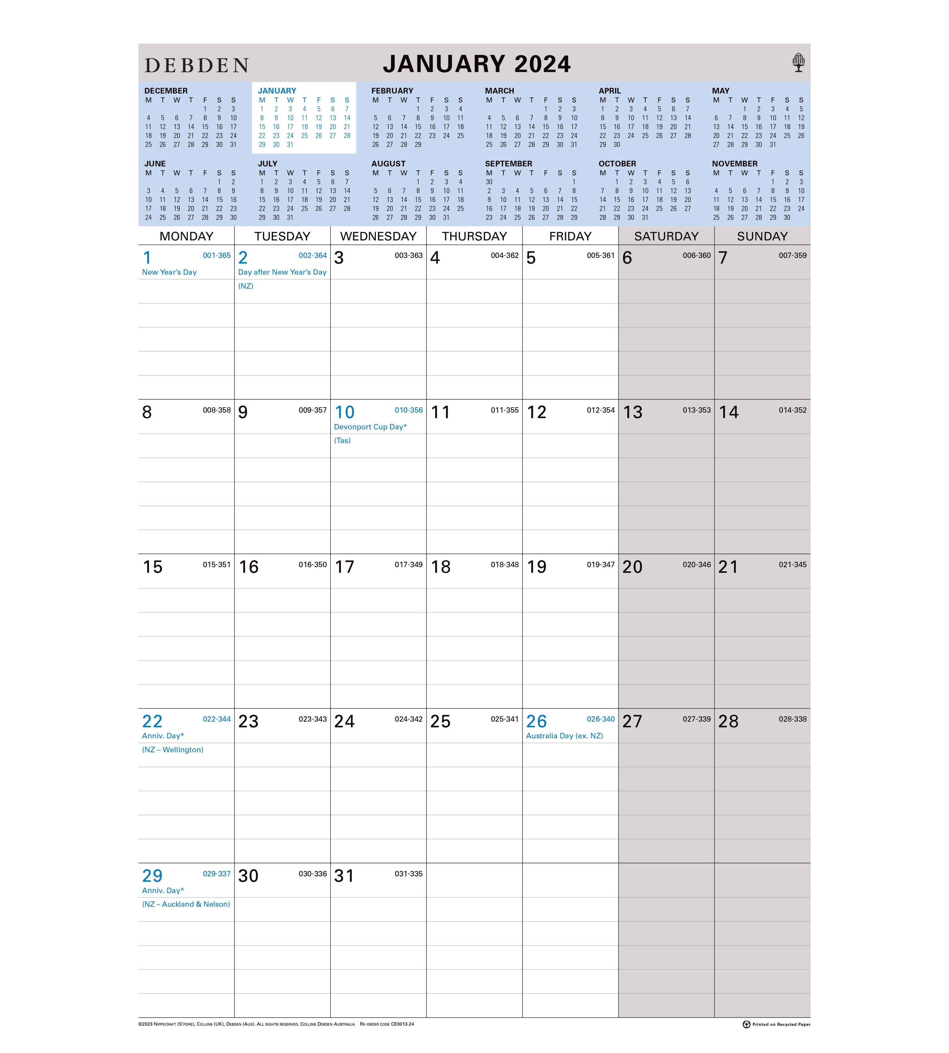 Wall Planners & Calendars 2024 - 12 Month Wiro Calendar