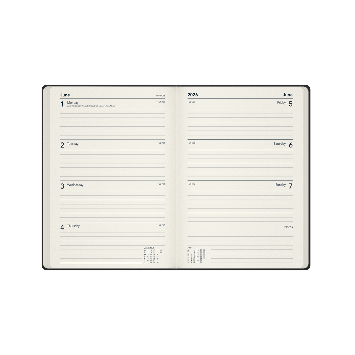 Legacy Calendar Year 2026 Diary/Planner, Week to View, A5 Hard Cover
