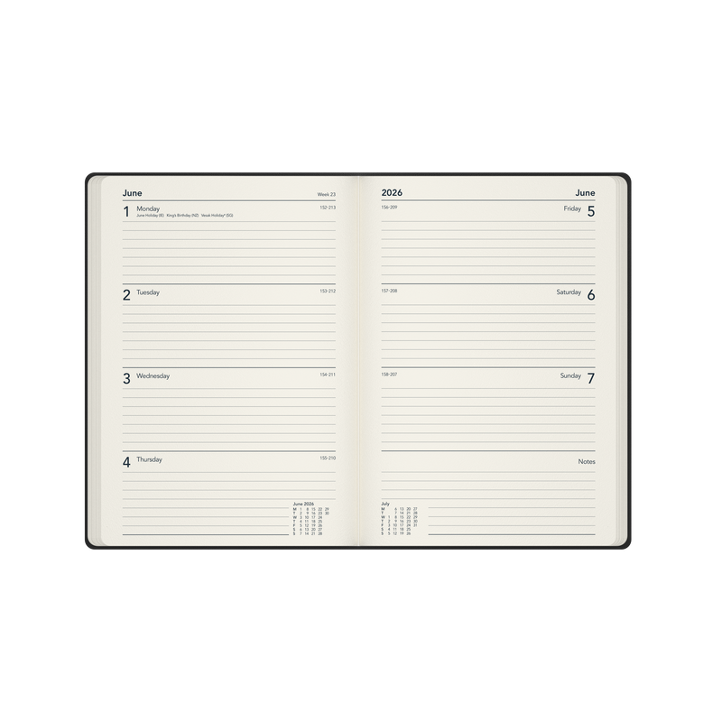Legacy Calendar Year 2026 Diary/Planner, Week to View, A5 Hard Cover