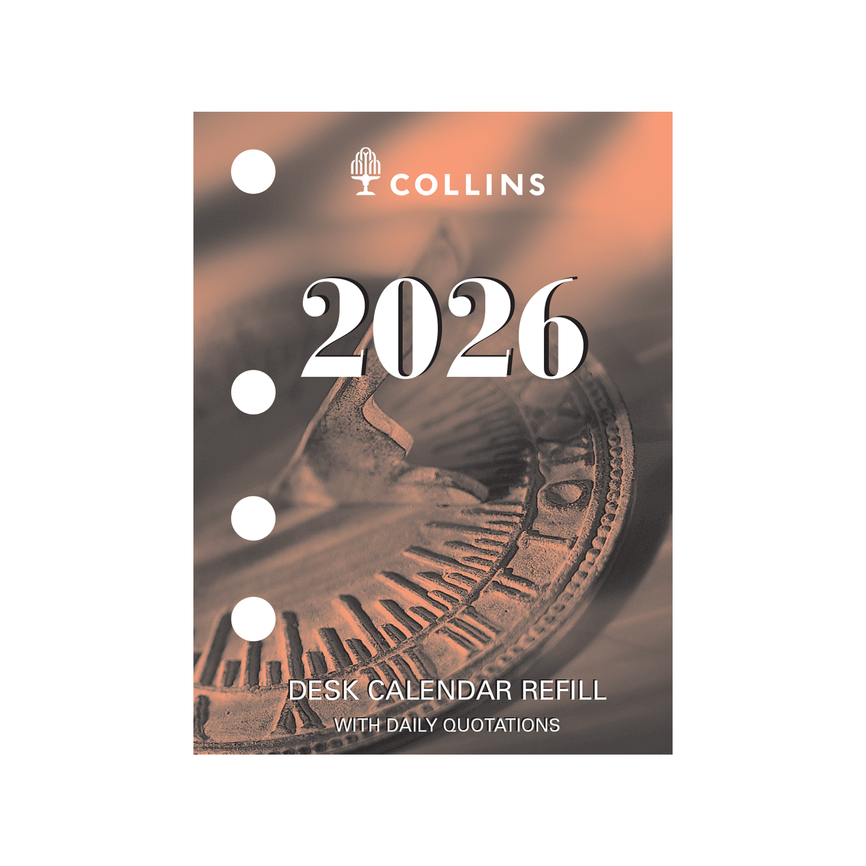 Desk Calendar Accessories - Day to Page, Side Punch Refill, Calendar Year 2026 Diary/Planner