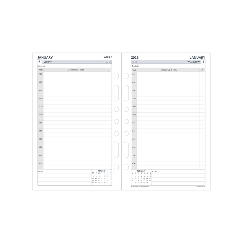 Day Planner Calendar Year 2026 Diary/Planner, Day to Page - with Appointments, Desk Refill
