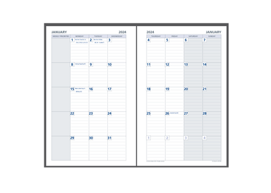 Day Planner Refill 2024 - Monthly Dated (one year), Size Desk Desk (216 x 140mm)
