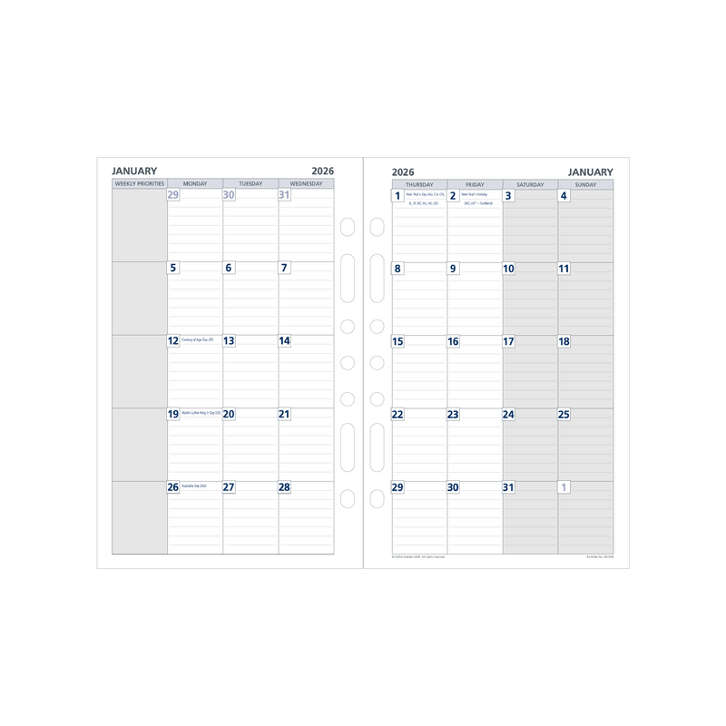 Day Planner Calendar Year 2026 Diary/Planner, Month to View, Desk Refill