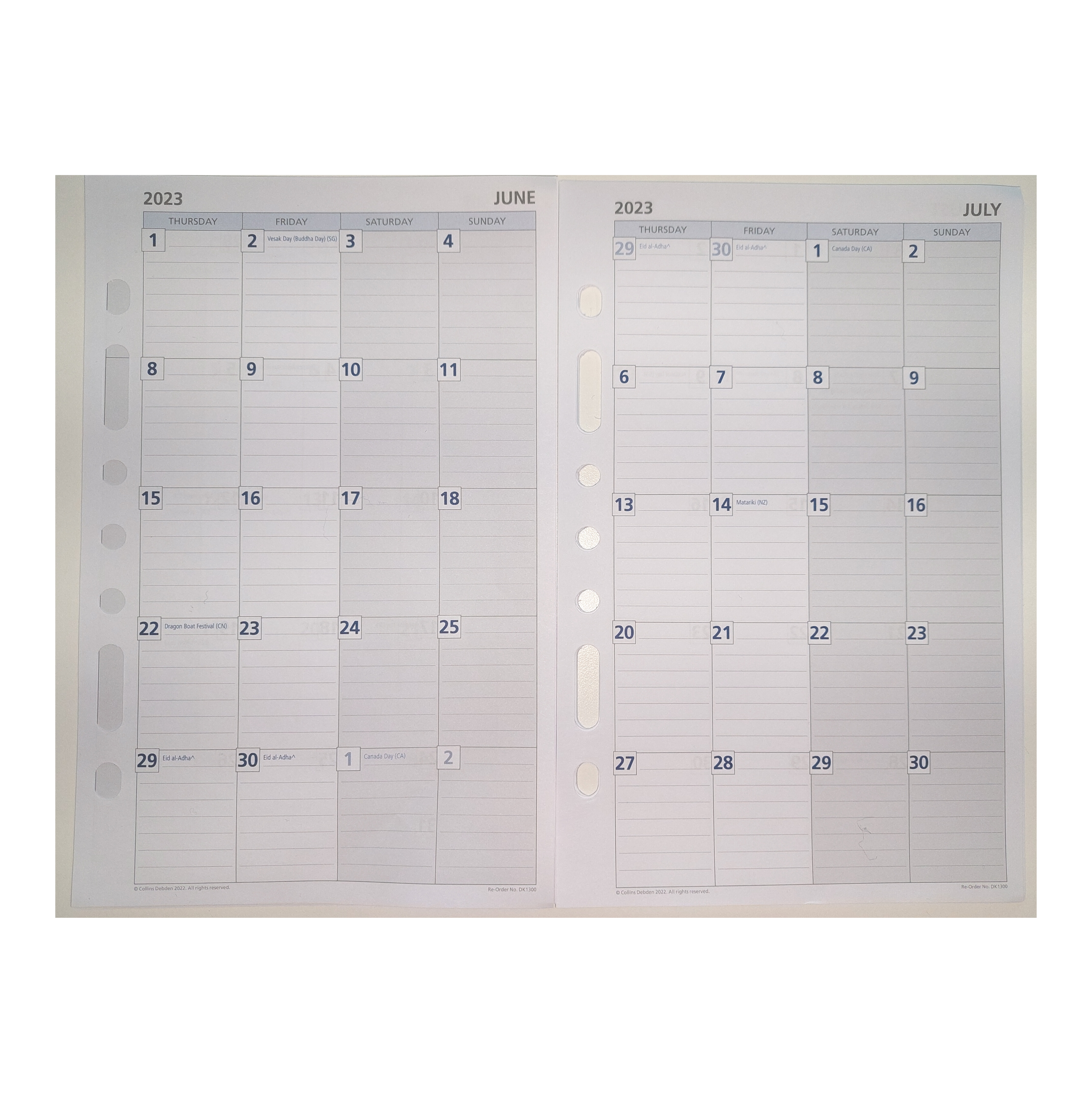 Day Planner Refill 2024 - Monthly Dated (one year), Size Desk