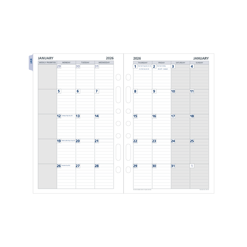 Day Planner Calendar Year 2026 Diary/Planner, Month to View with Tabs, Desk Refill