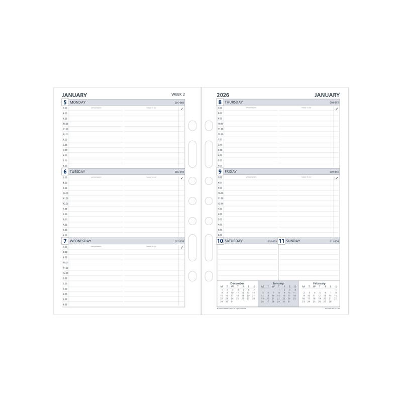 Day Planner Calendar Year 2026 Diary/Planner, Week to View - with Appointments, Desk Refill