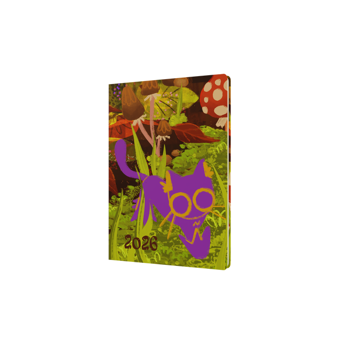 Glasgow School of Art (Bella Ramsay) - Cat Calendar Year 2026 Diary/Planner, Week to View, A5 Recycled Hard Cover - Mushroom