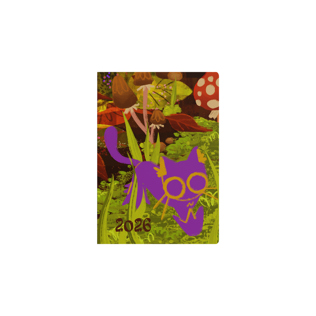Glasgow School of Art (Bella Ramsay) - Cat Calendar Year 2026 Diary/Planner, Week to View, A5 Recycled Hard Cover - Mushroom