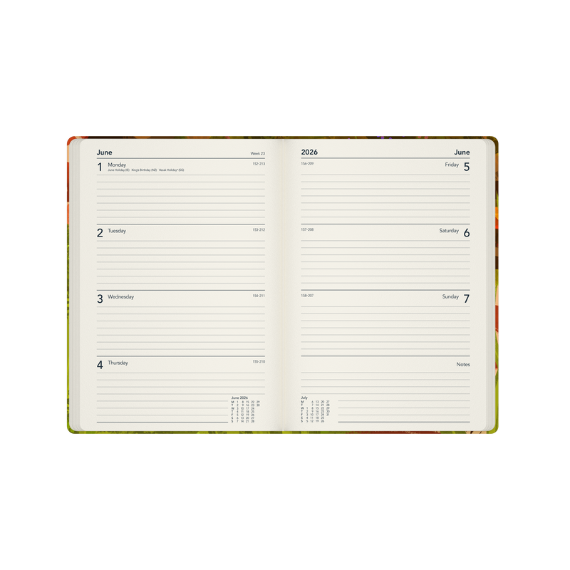 Glasgow School of Art (Bella Ramsay) - Cat Calendar Year 2026 Diary/Planner, Week to View, A5 Recycled Hard Cover - Mushroom