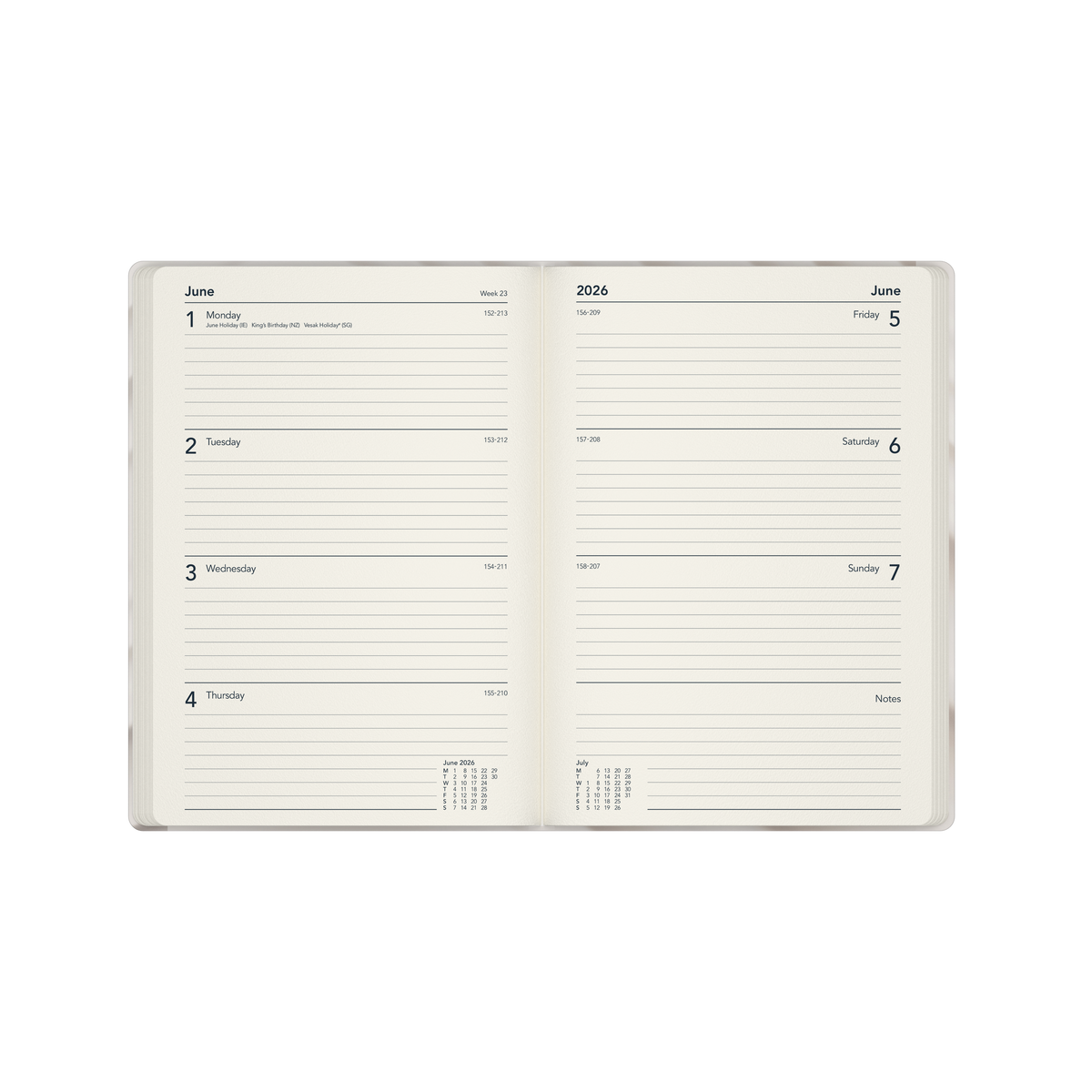 Dimensional Calendar Year 2026 Diary/Planner, Week to View, A5 Recycled Hard Cover - Striped