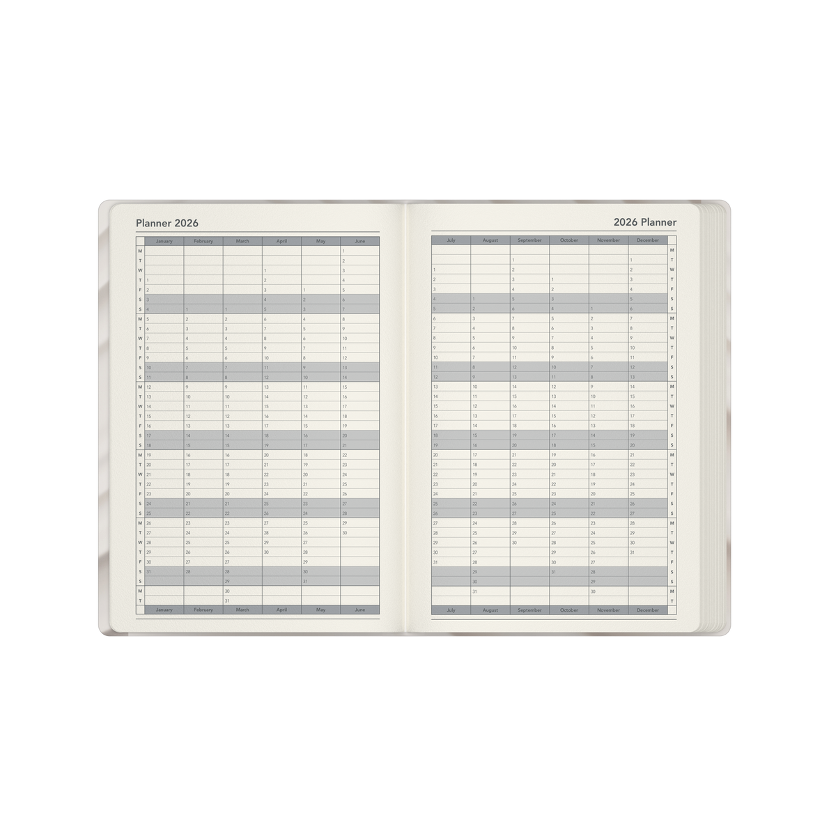 Dimensional Calendar Year 2026 Diary/Planner, Week to View, A5 Recycled Hard Cover - Striped