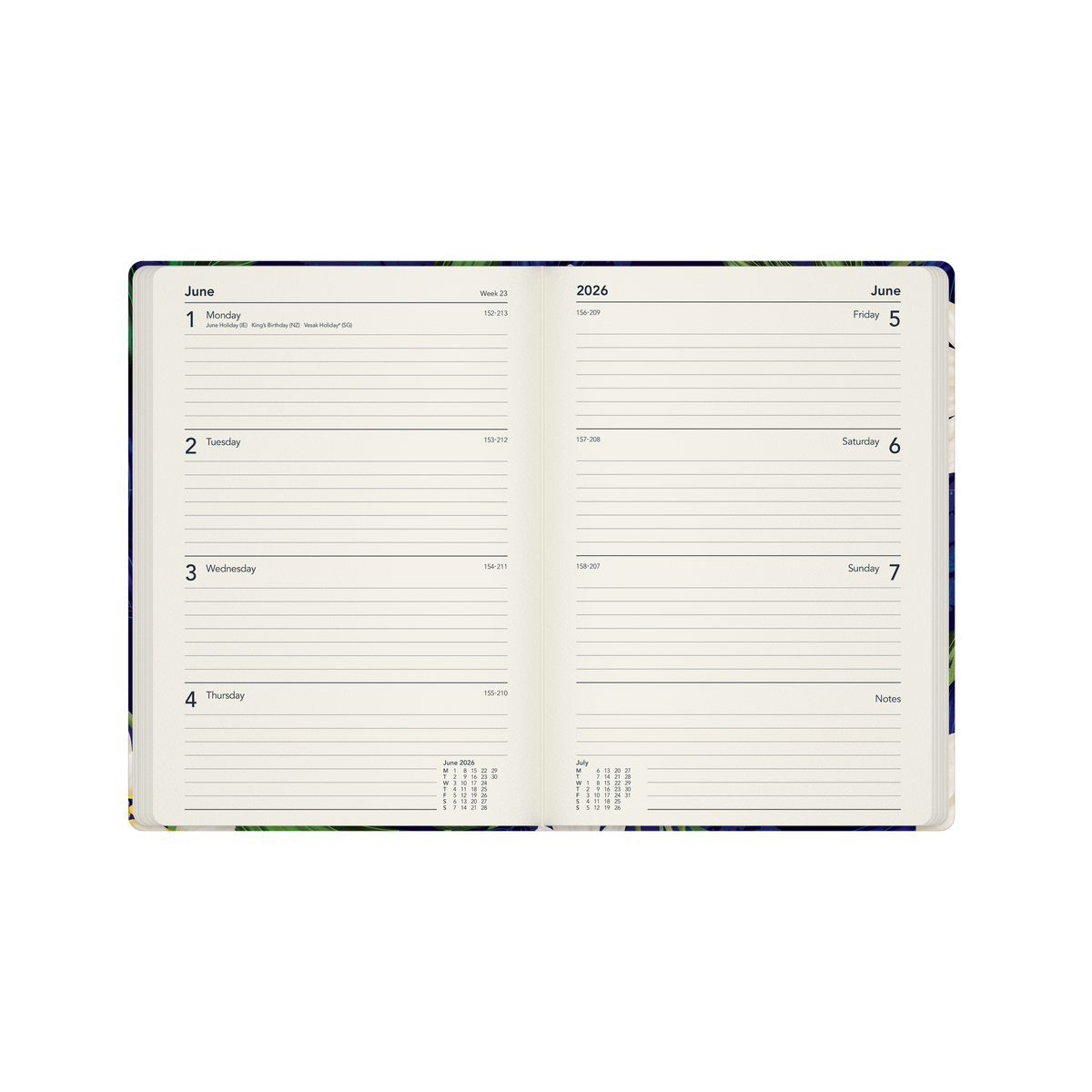 Down the Garden Path Calendar Year 2026 Diary/Planner, Week to View, A5 Recycled Hard Cover - Flower