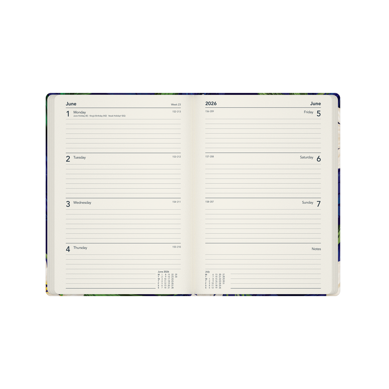 Down the Garden Path Calendar Year 2026 Diary/Planner, Week to View, A5 Recycled Hard Cover - Flower