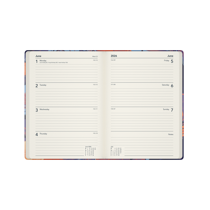 Down the Garden Path Calendar Year 2026 Diary/Planner, Week to View, A5 Recycled Hard Cover - Toucan