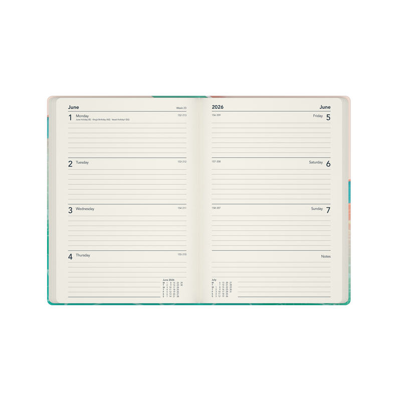 Submerge Calendar Year 2026 Diary/Planner, Week to View, A5 Recycled Hard Cover - Green
