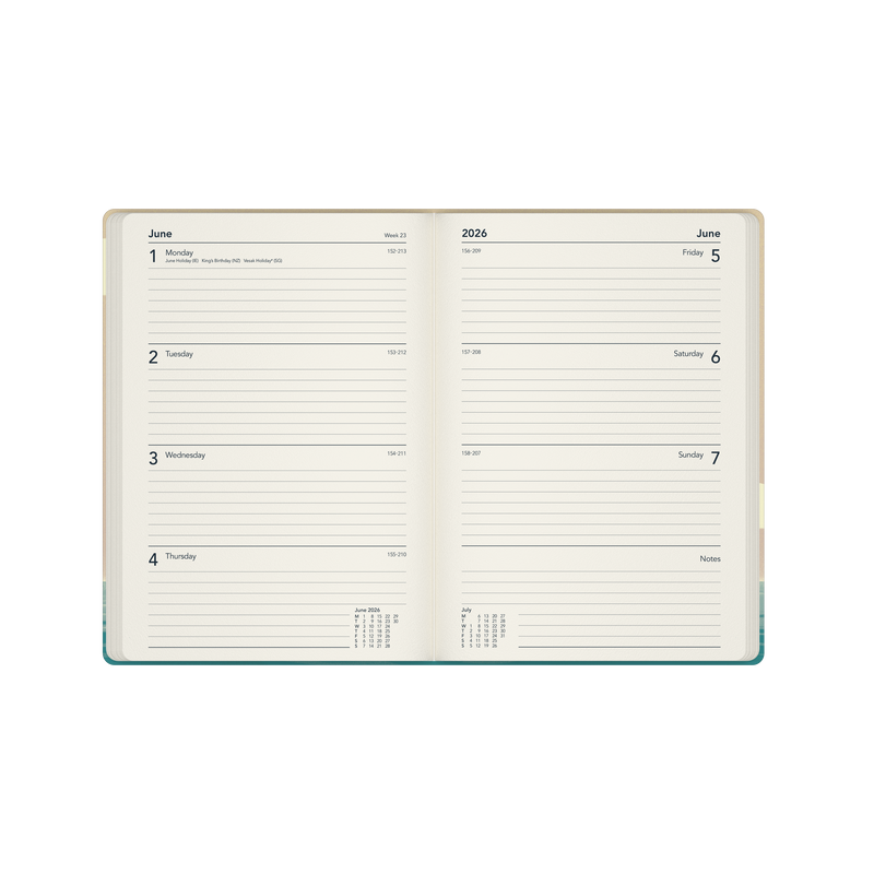 Submerge Calendar Year 2026 Diary/Planner, Week to View, A5 Recycled Hard Cover - Beige