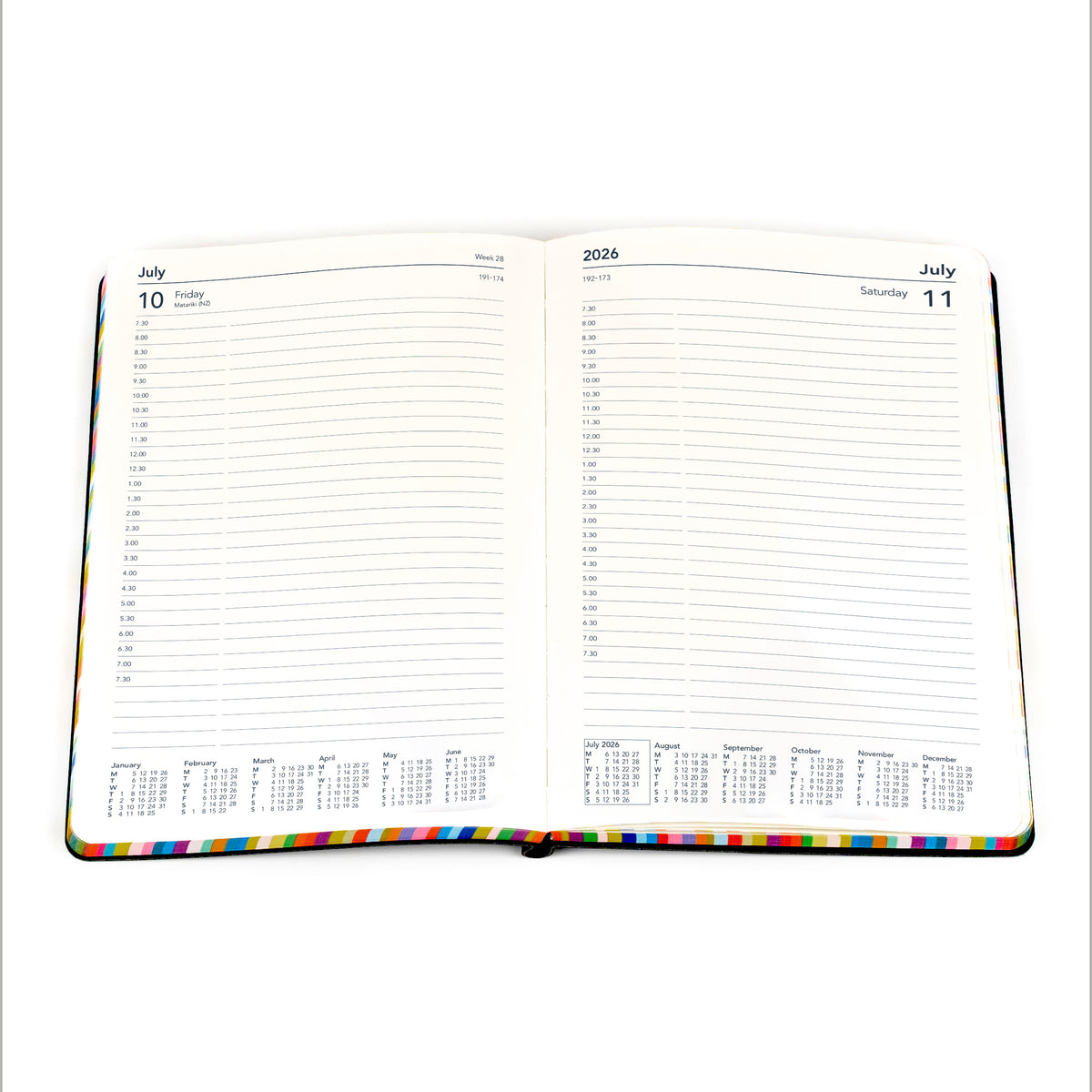 Edge Rainbow Calendar Year 2026 Diary/Planner, Day to Page, A5 Soft Cover