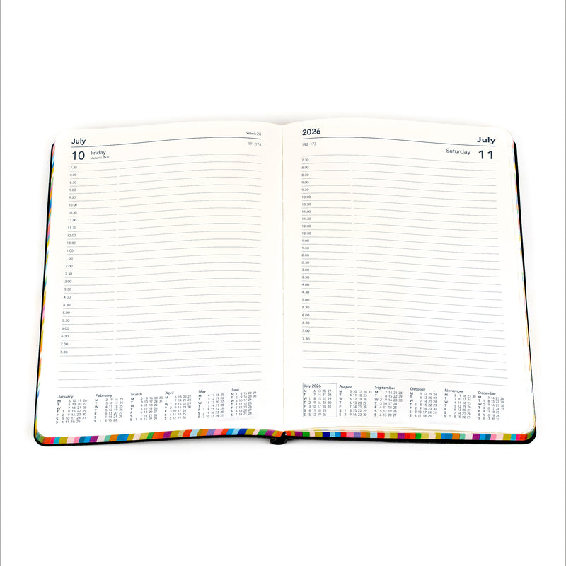 Edge Rainbow Calendar Year 2026 Diary/Planner, Day to Page, A5 Soft Cover