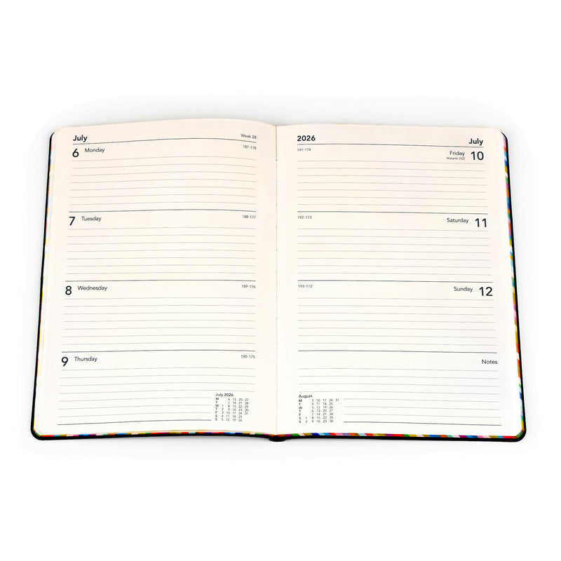 Edge Rainbow Calendar Year 2026 Diary/Planner, Week to a View, A5 Soft Cover