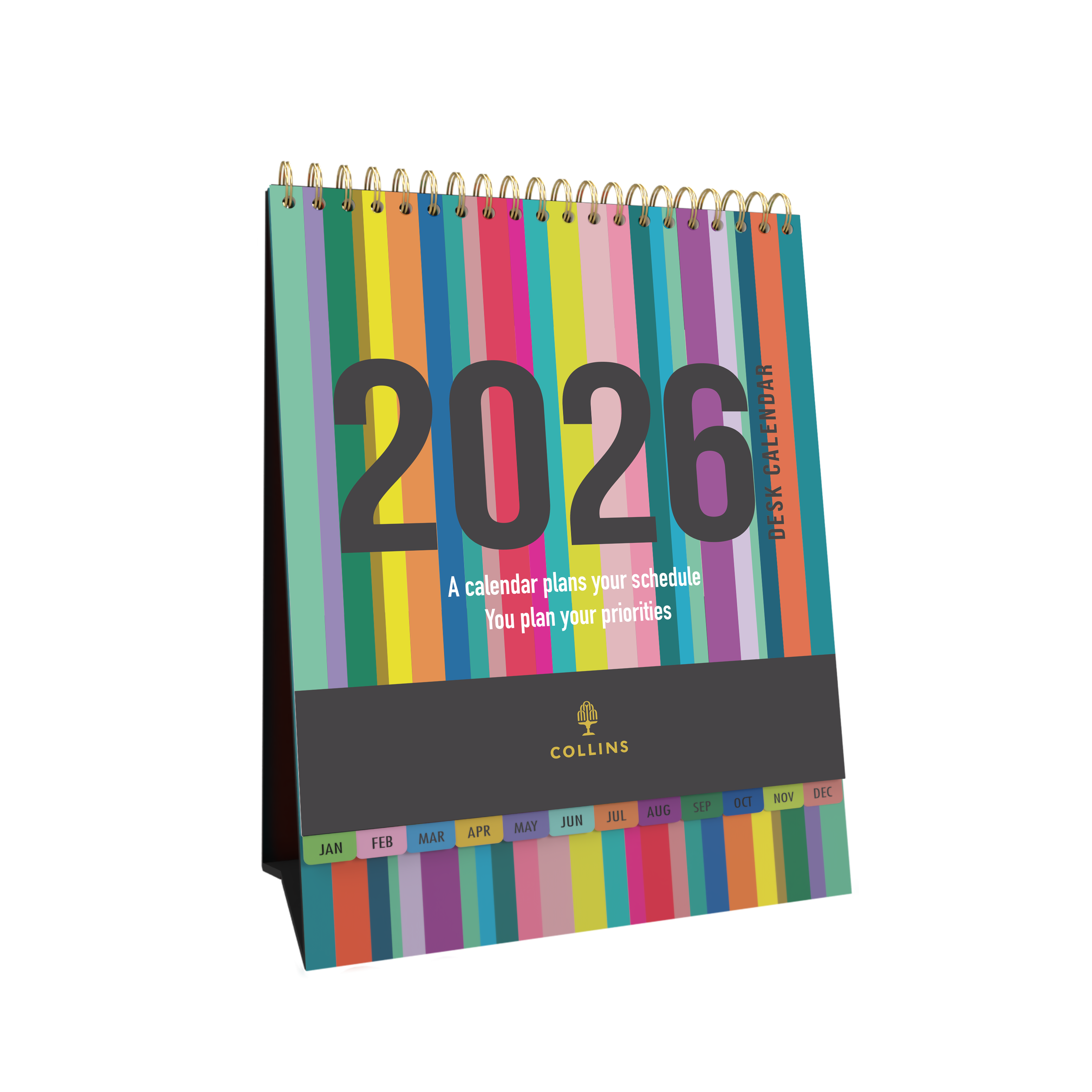Edge Rainbow Desktop Calendar Year 2026 Diary/Planner, Month to View, Wiro Bound