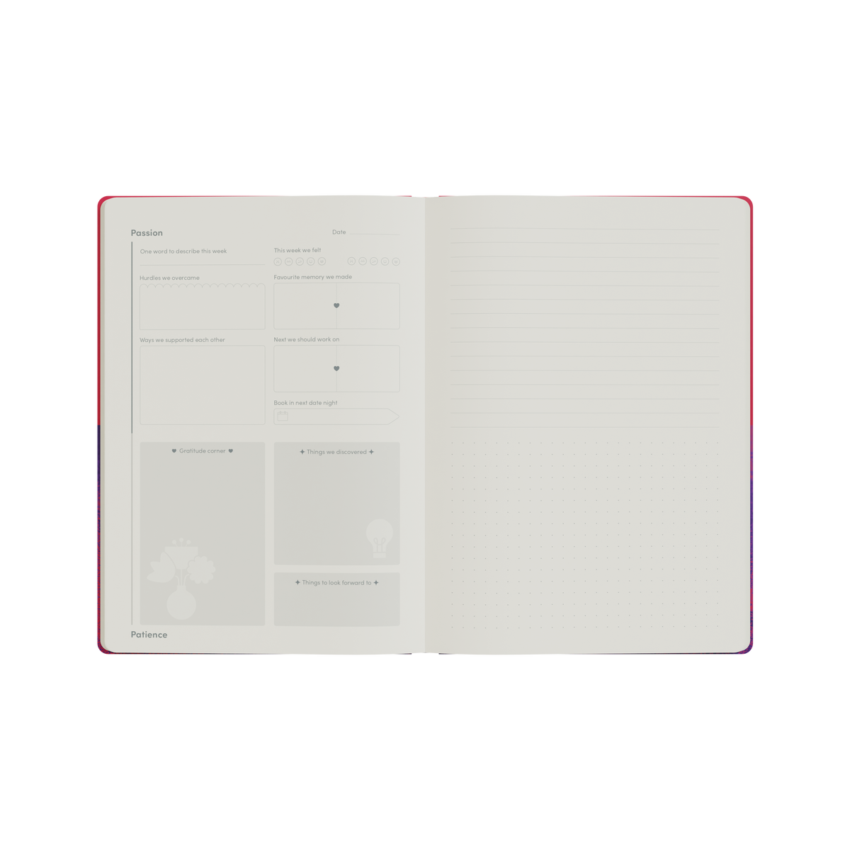 Jumble and Co. - Passion and Patience Relationship Journal, A5 - Red