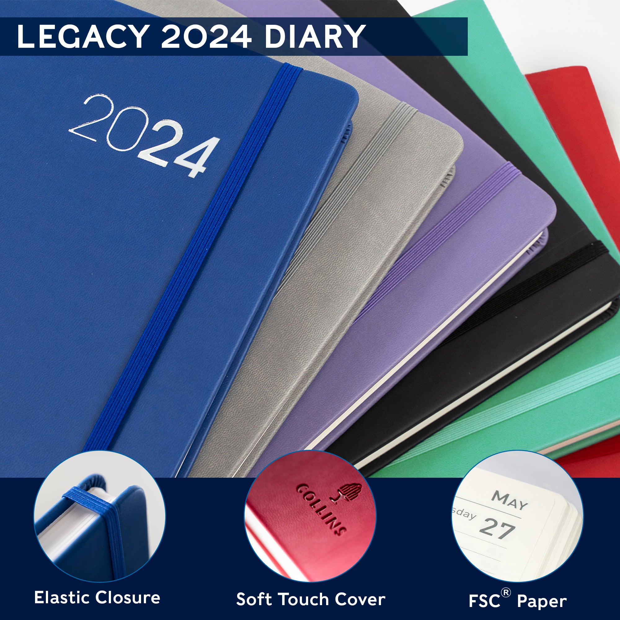 Legacy 2024 Diary - Day to Page, Size A5