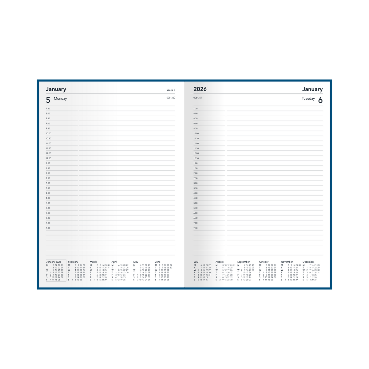 Silhouette Calendar Year 2026 Diary/Planner, Day to Page, A4 Padded Cover