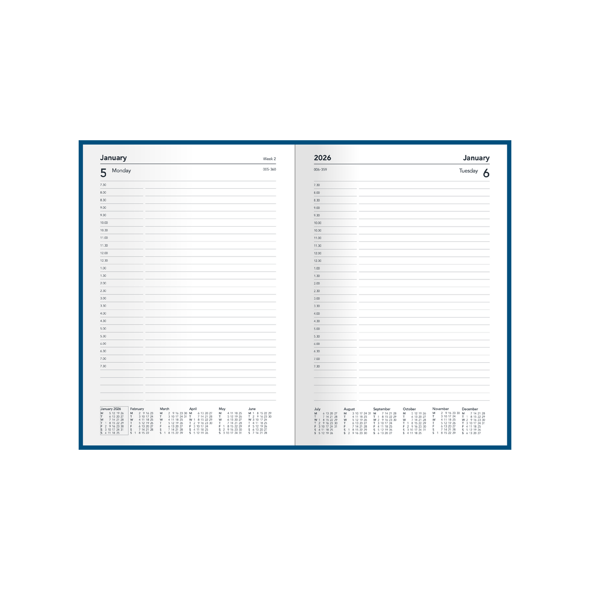 Silhouette Calendar Year 2026 Diary/Planner, Day to Page , A5 Padded Cover
