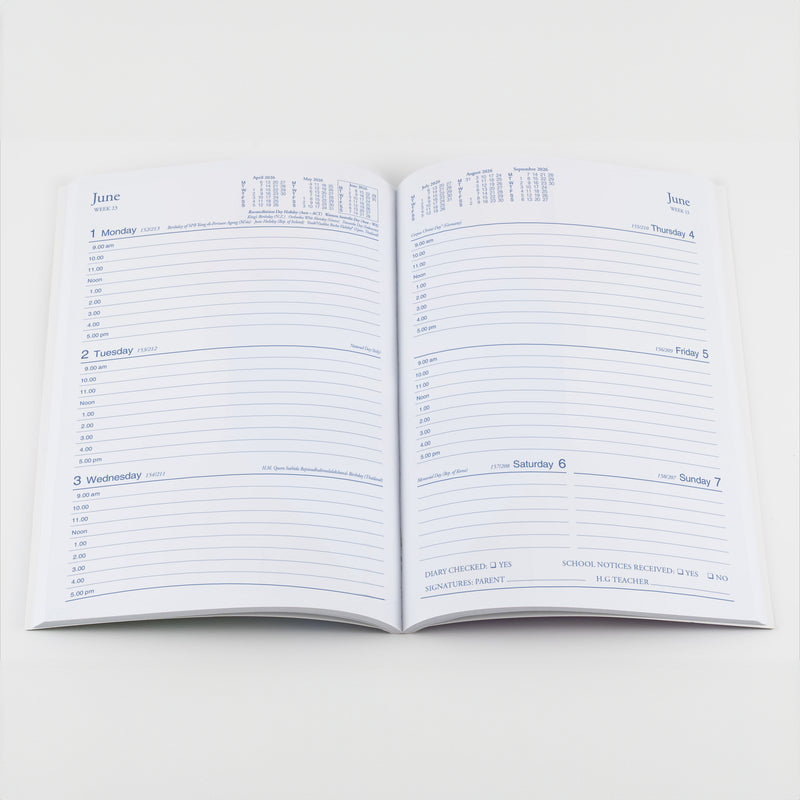 Colplan Student Diary Calendar Year 2026 Diary/Planner, Week to View - Perfect Bound , A5 Soft Cover