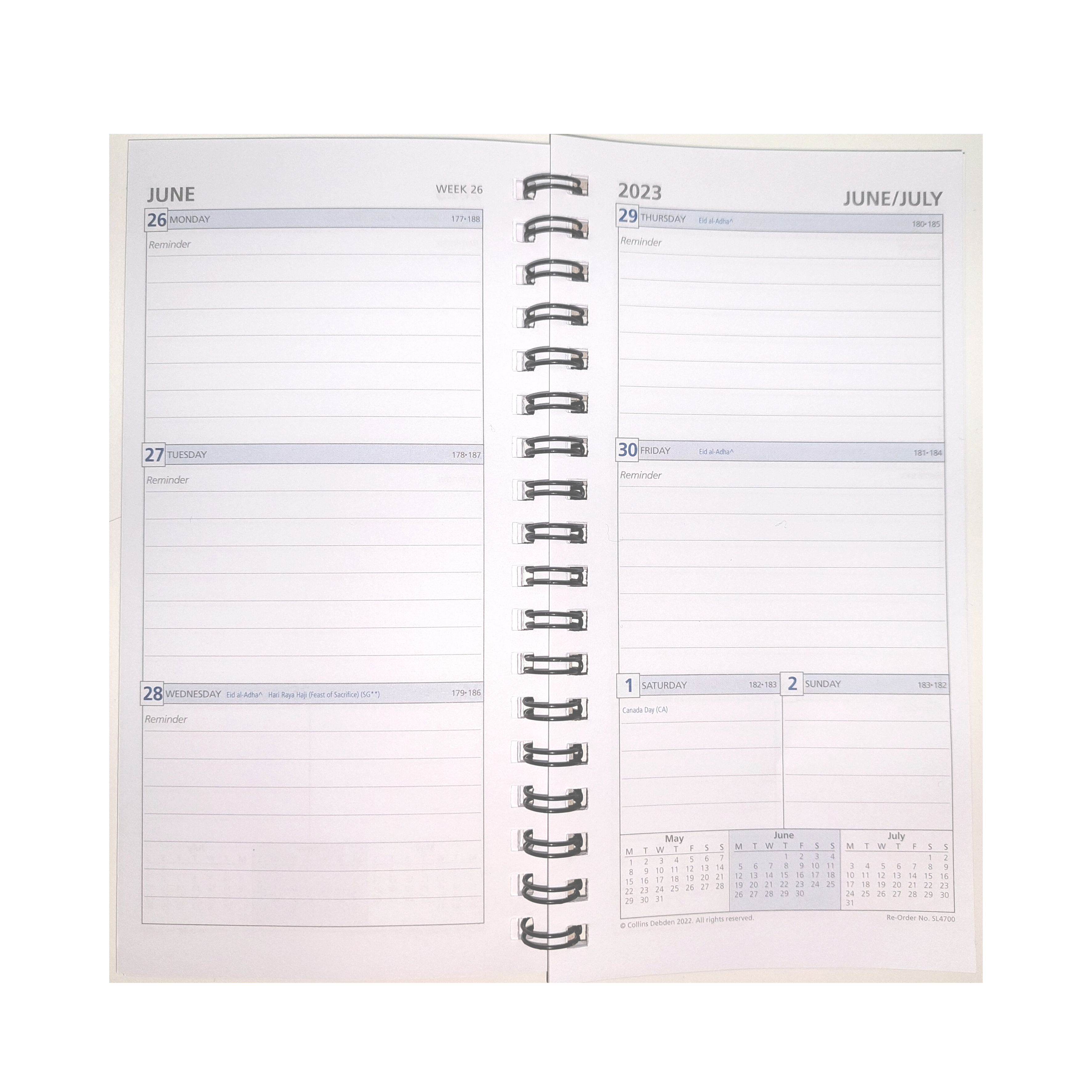 Day Planner Refill 2024 - Weekly Dated (one year), Size Slimline