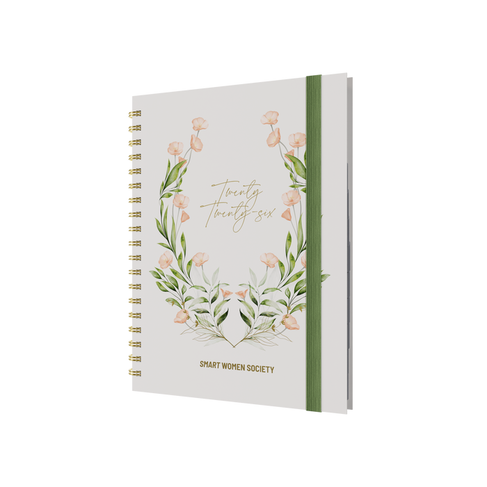 Smart Women Society Calendar Year 2026 Diary/Planner, Week to View, B5 Wiro Bound - Green