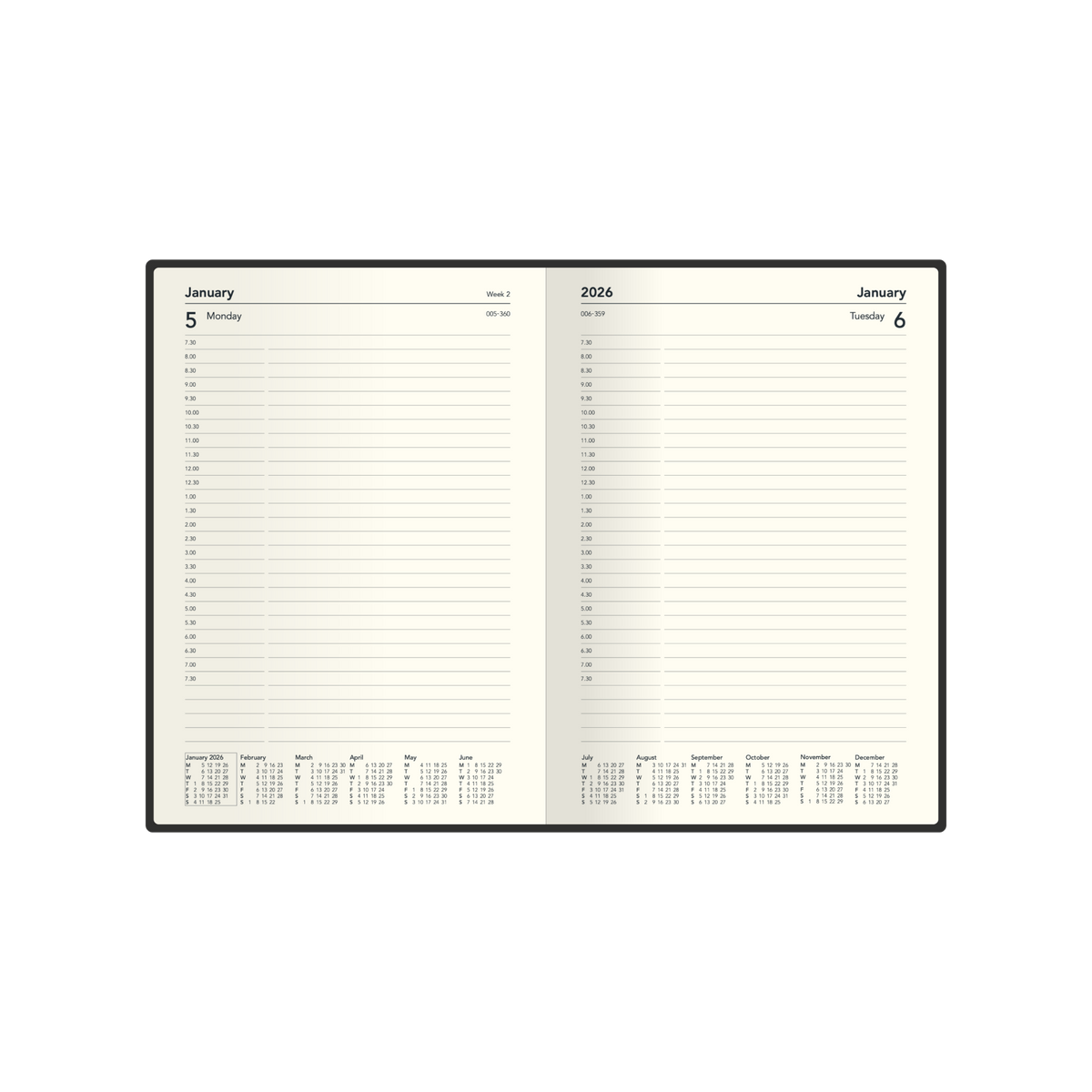 Designer Calendar Year 2026 Diary/Planner, Day to Page, A5 Hard Cover